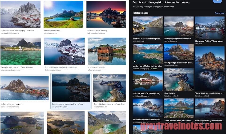 Gray Travel Notes - Google images of Lofoten scenery