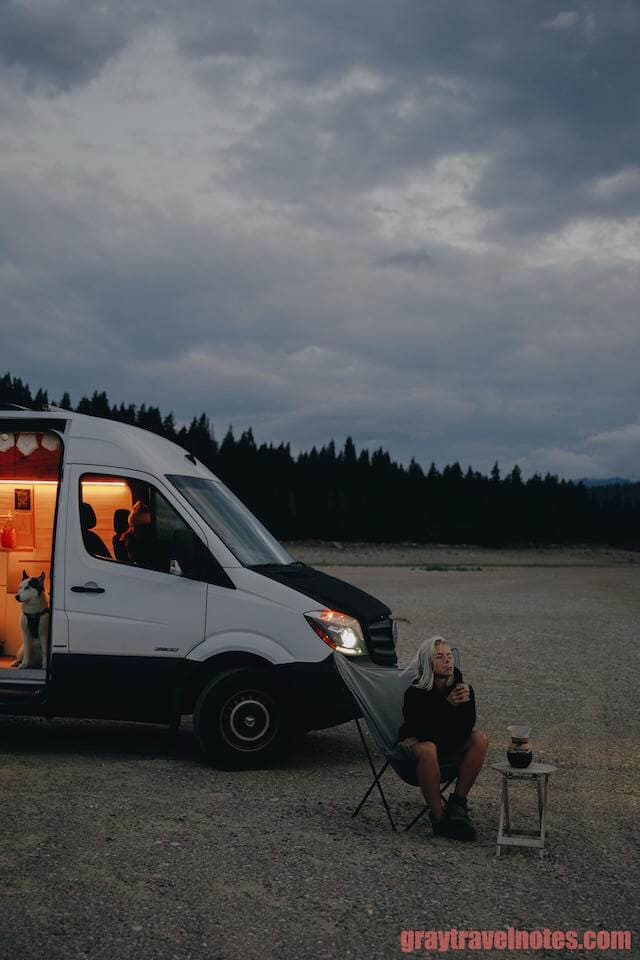 Gray Travel Notes - Enjoying your coffee outside while camping