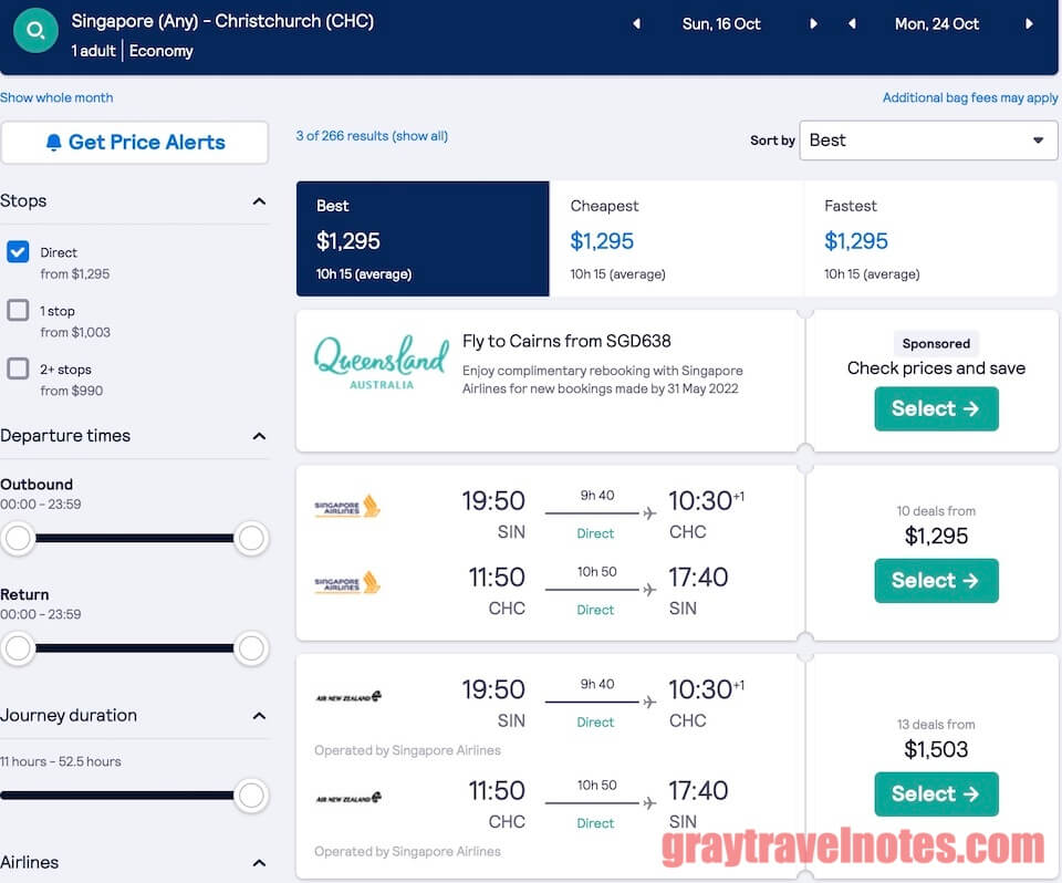 Skyscanner - Flying cheap to New Zealand with Singapore Airlines